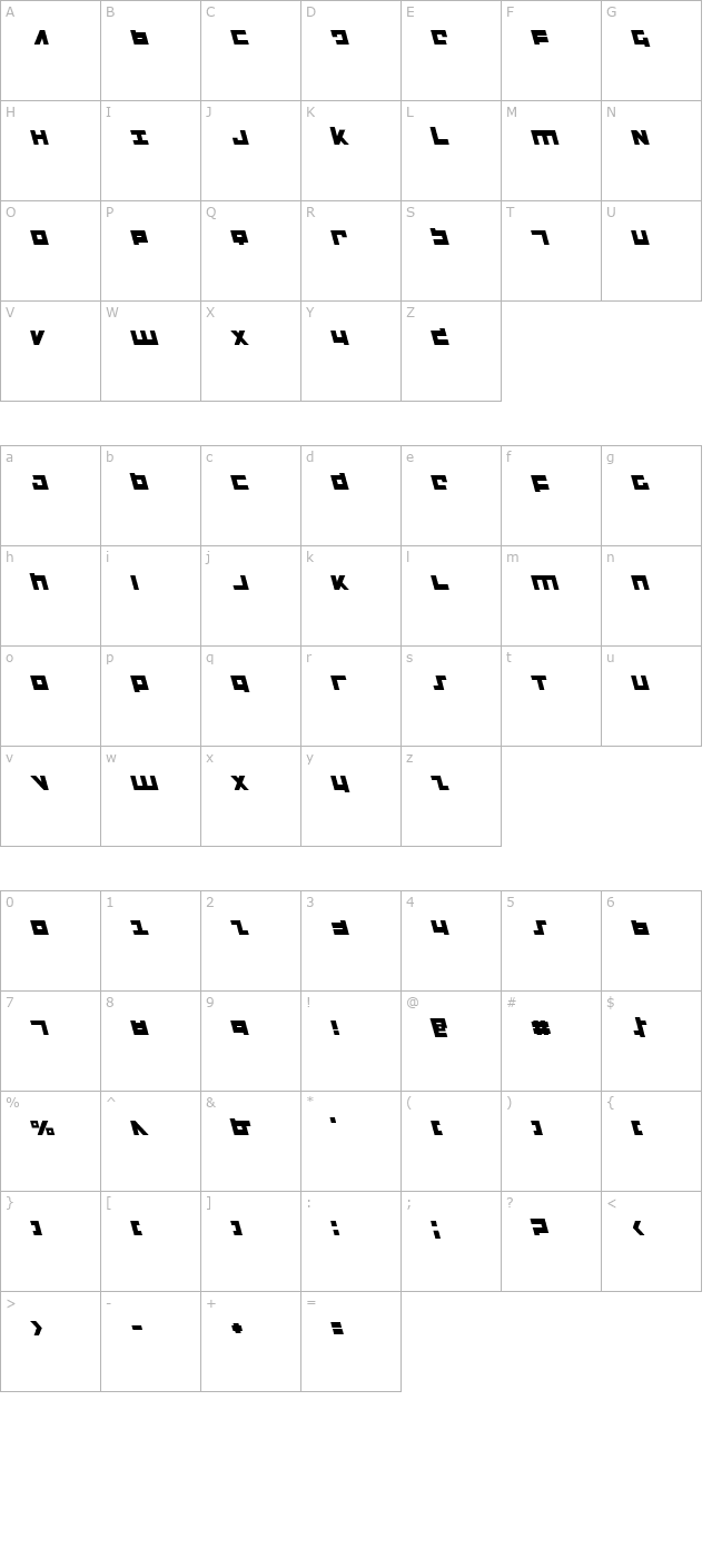 Flight Corps Leftalic character map