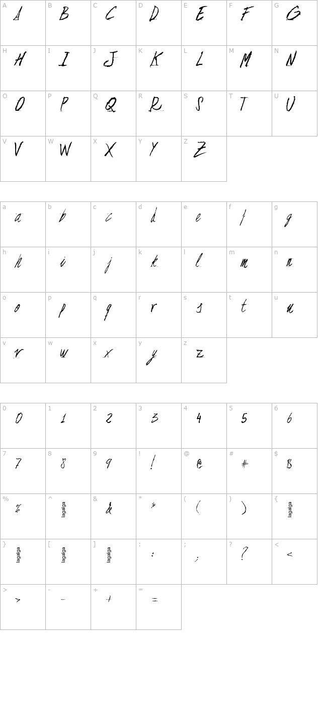 floja-script character map