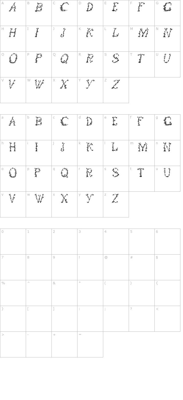 FloralOne character map