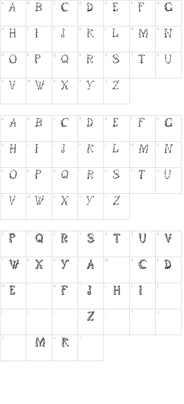 floraltwo character map