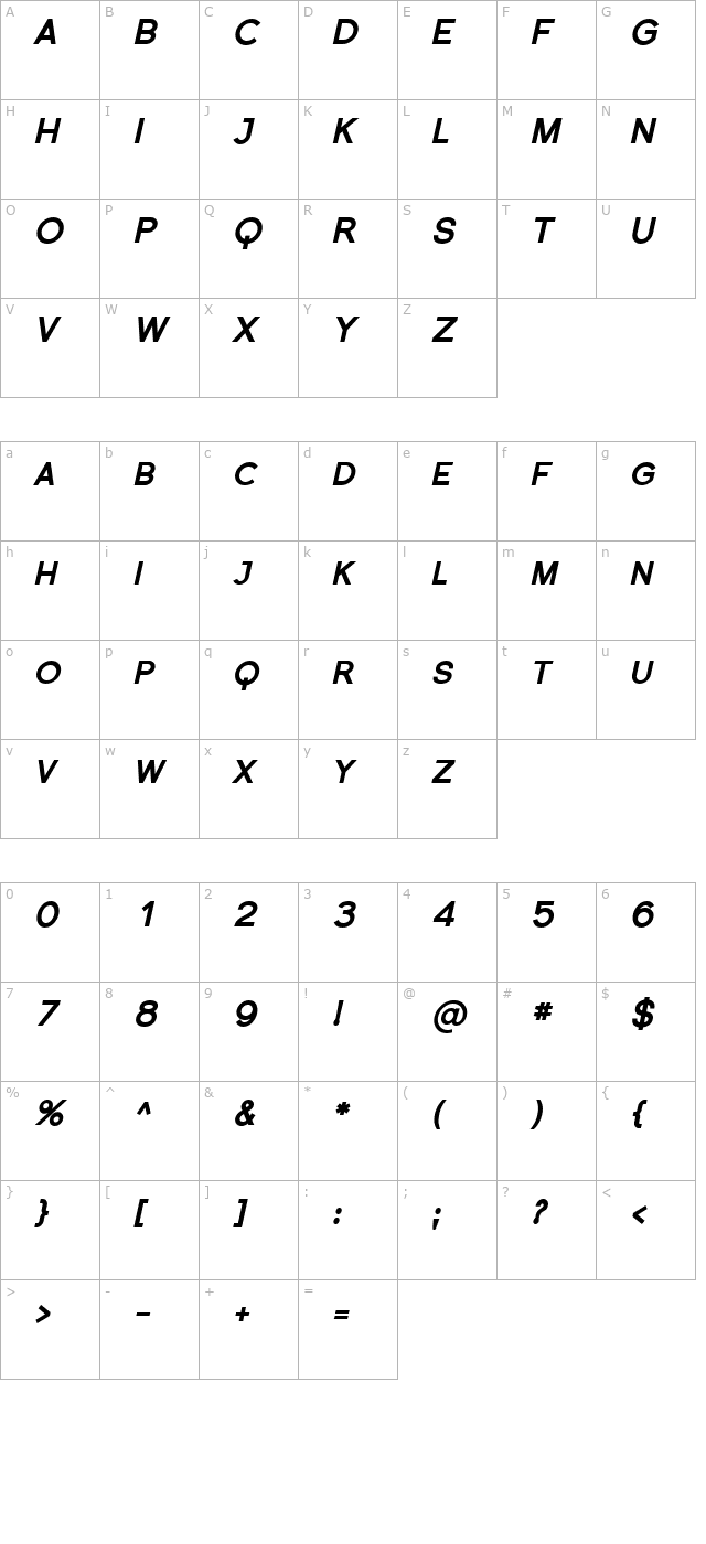 florencesans-sc-black-italic character map