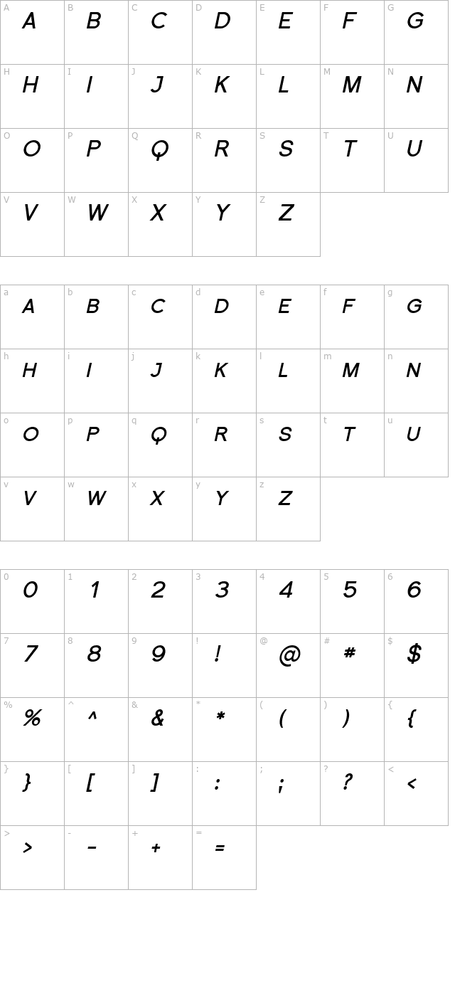 florencesans-sc-bold-italic character map