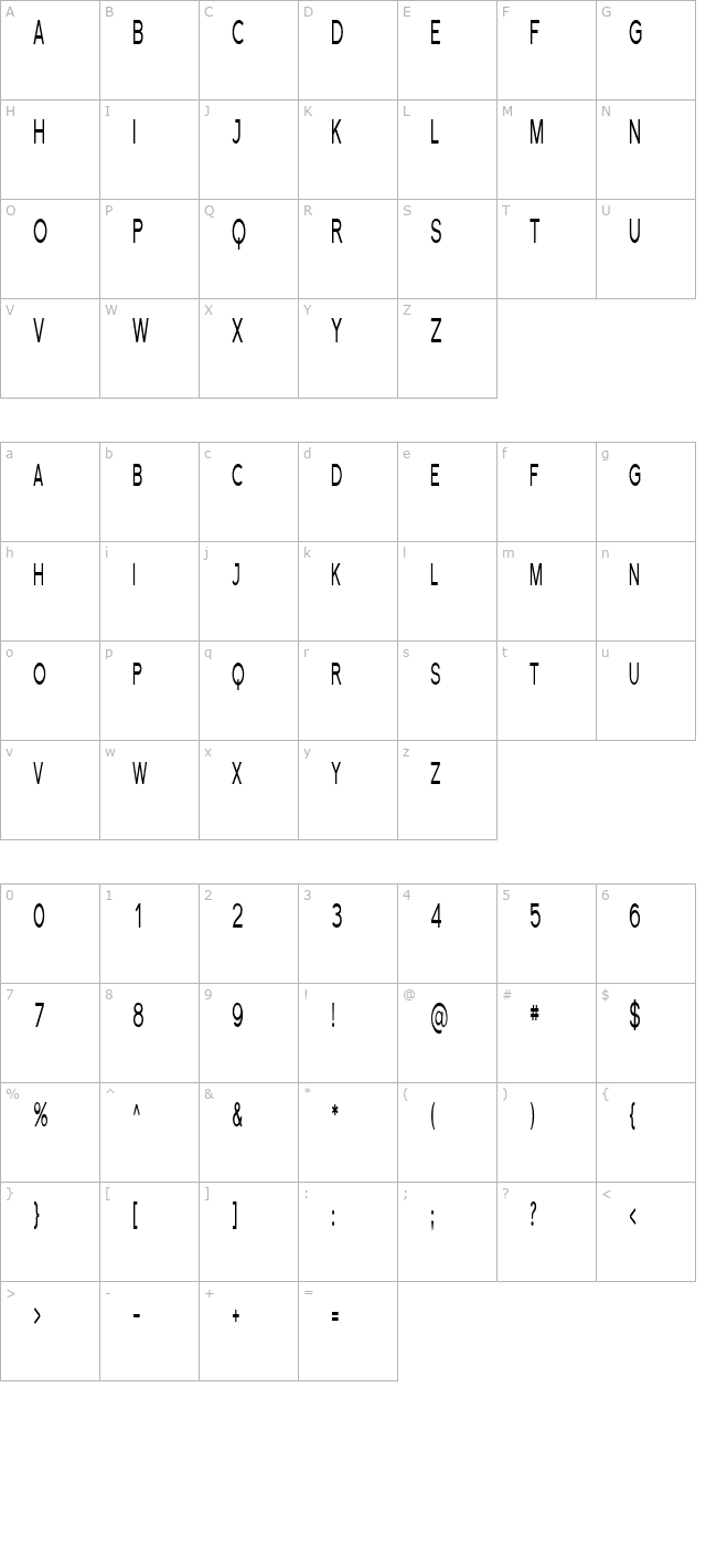 Florencesans SC Comp character map