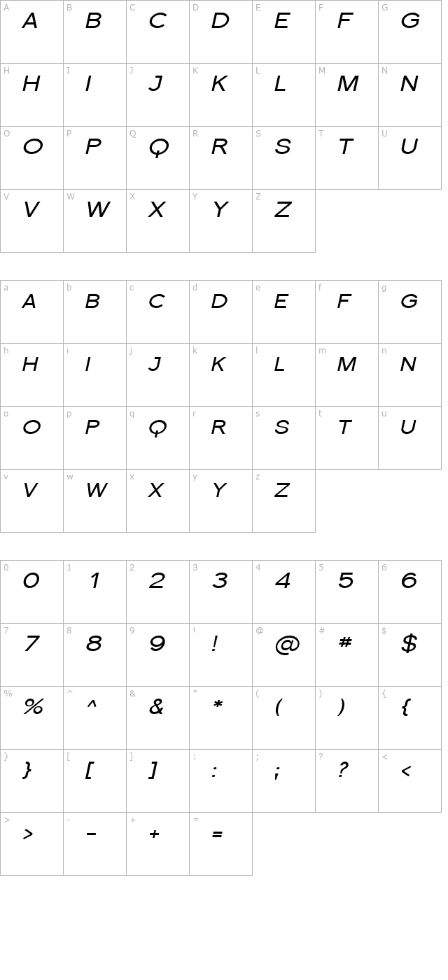 florencesans-sc-exp-italic character map