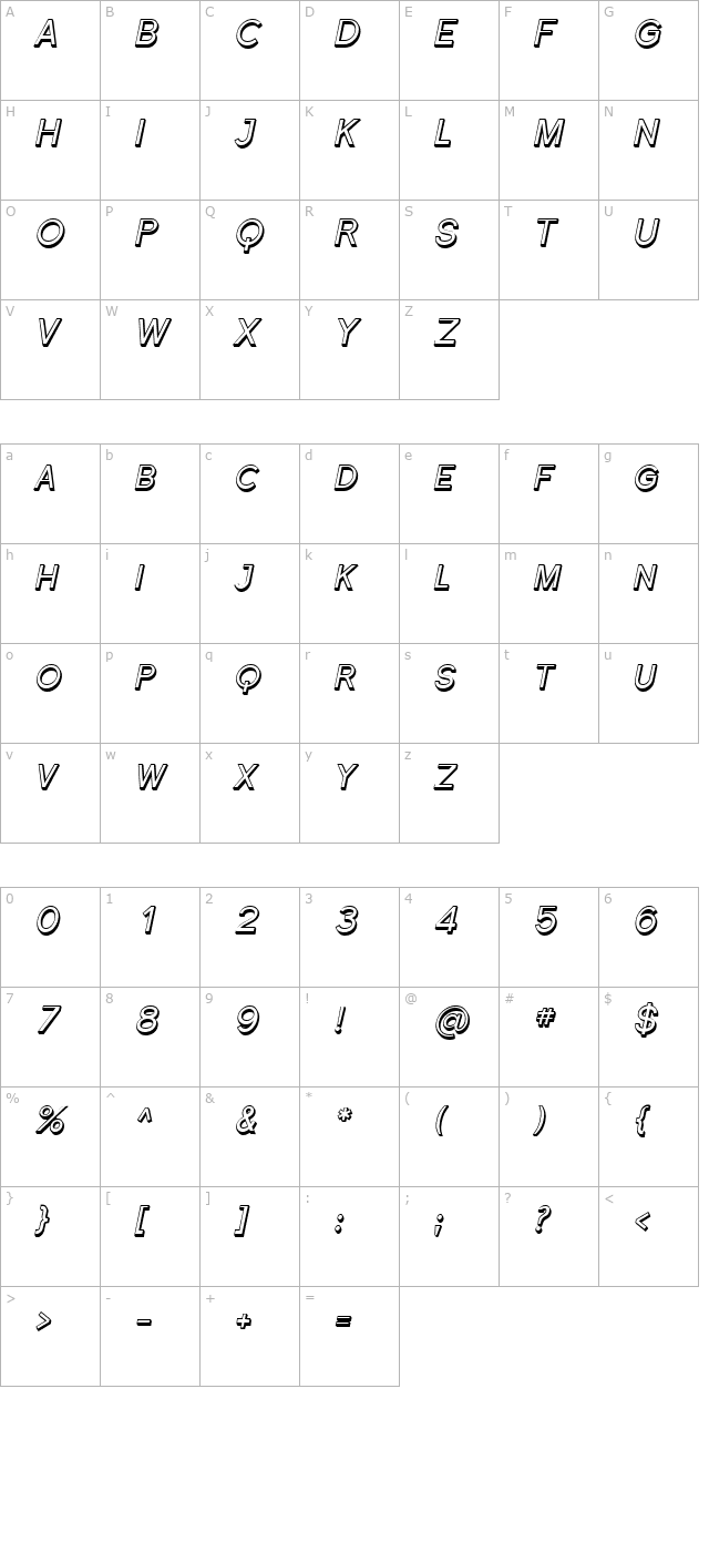 Florencesans SC Shaded Italic character map