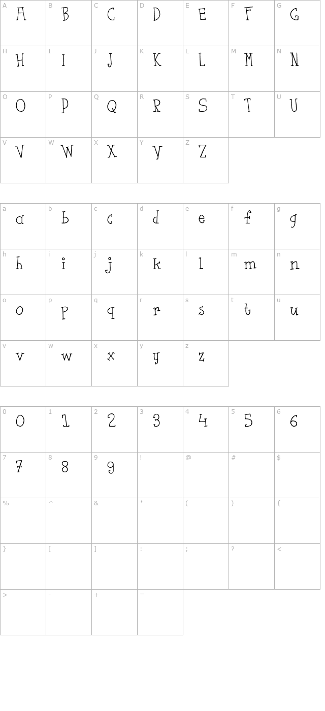 flutsaus-otf character map