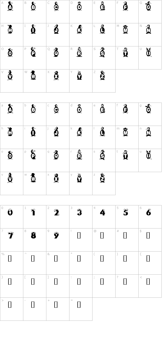 flying-penguin character map