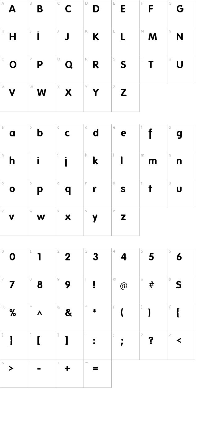 Folks-Bold character map