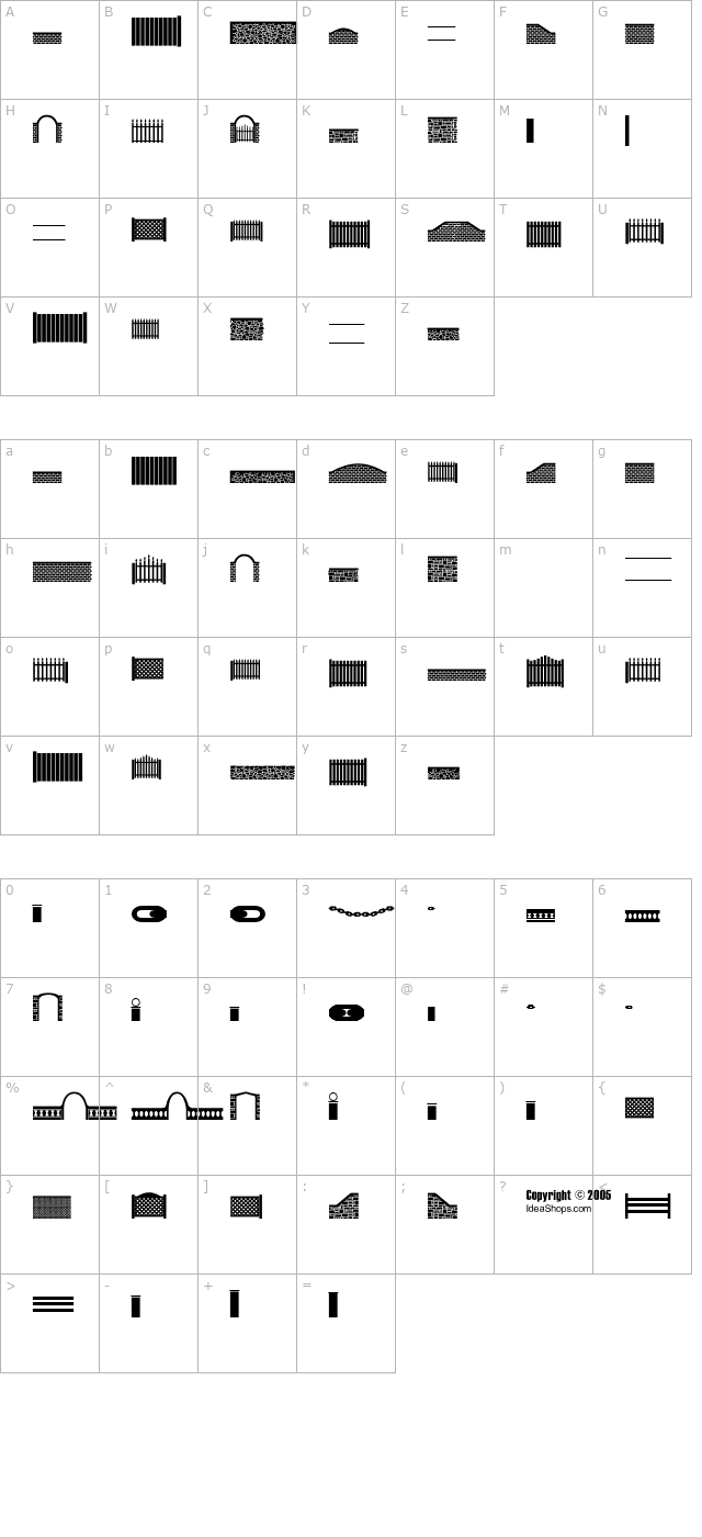 FontCo Fences character map