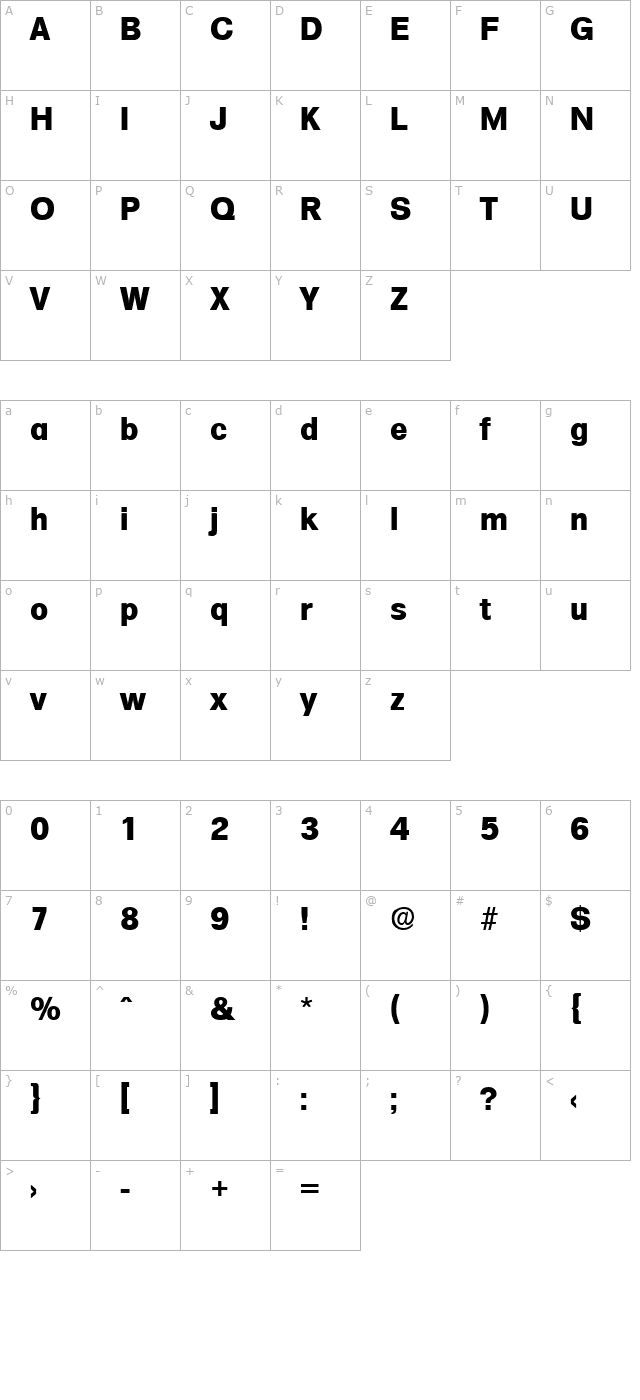 Formula-Bold character map