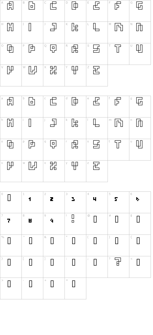 four-pixel-caps character map