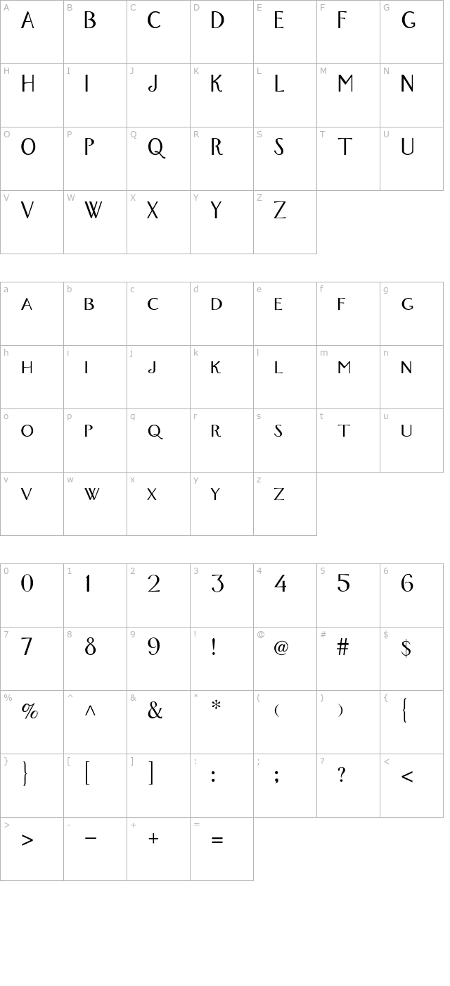 FoxTrotMedium character map