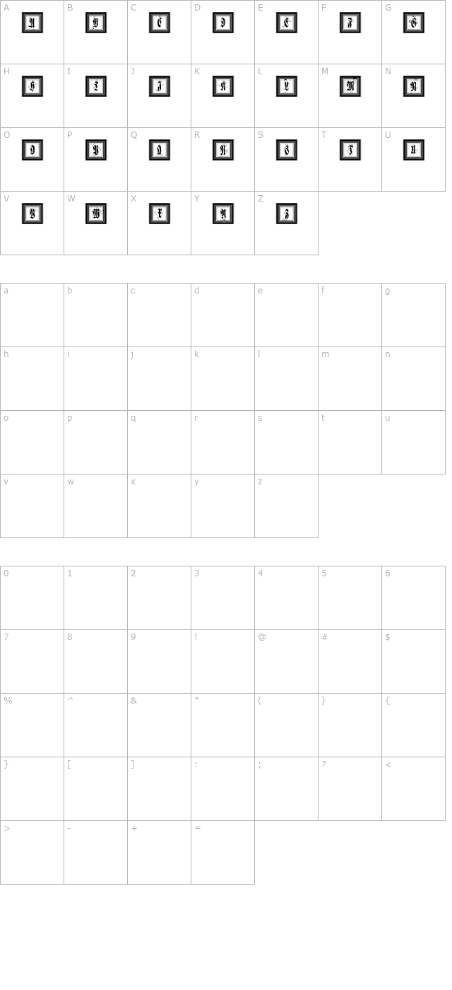 FramedFraxCaps character map