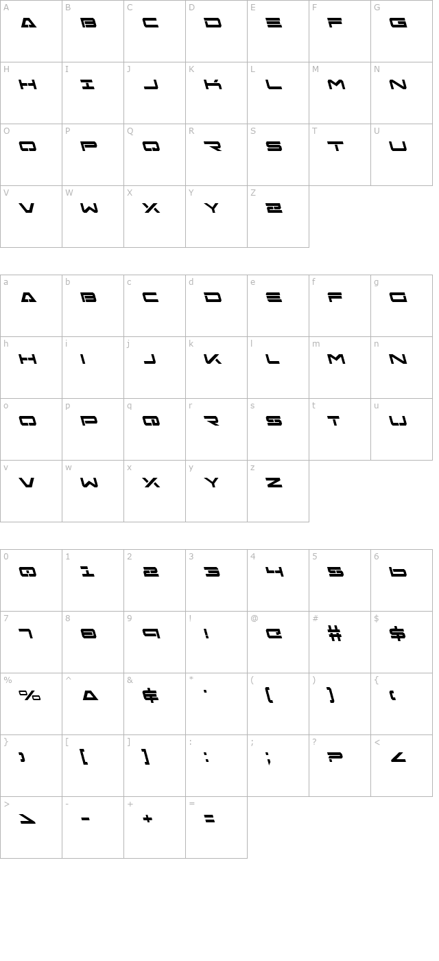 free-agent-bold-leftalic character map