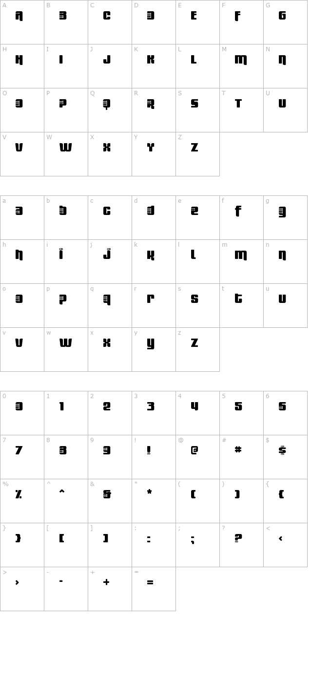 Fresh Bionik character map