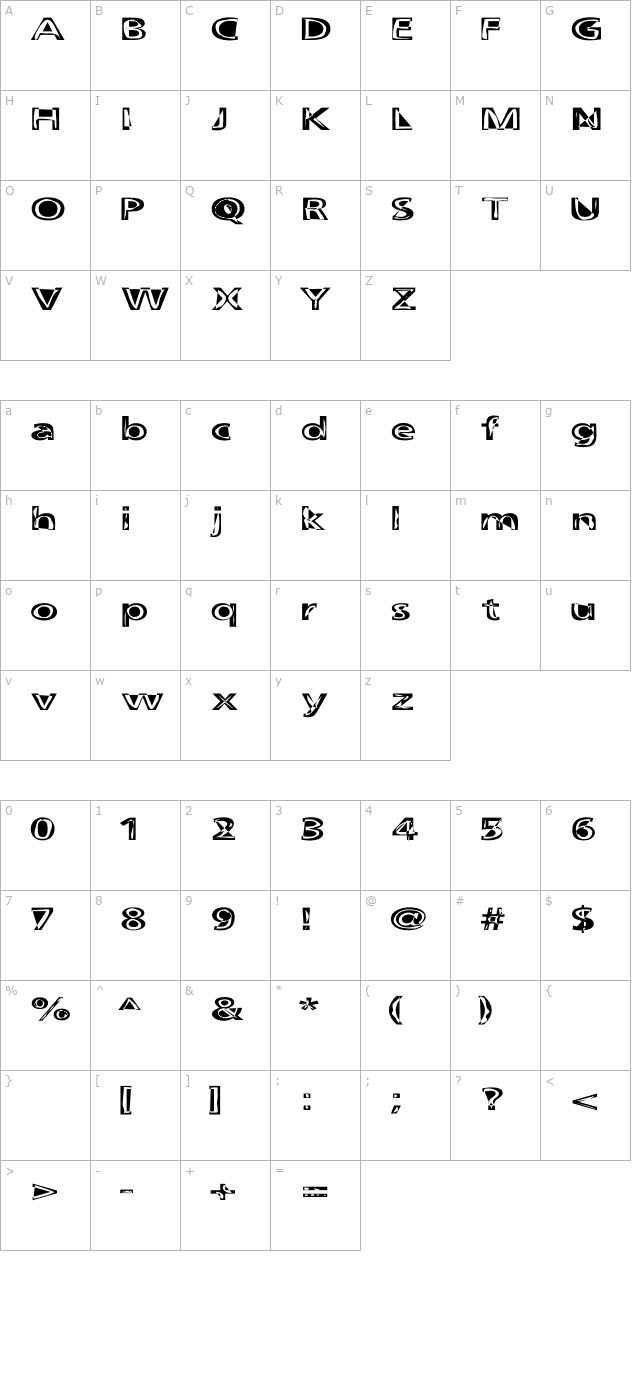 FruitbasketUpset OTF character map