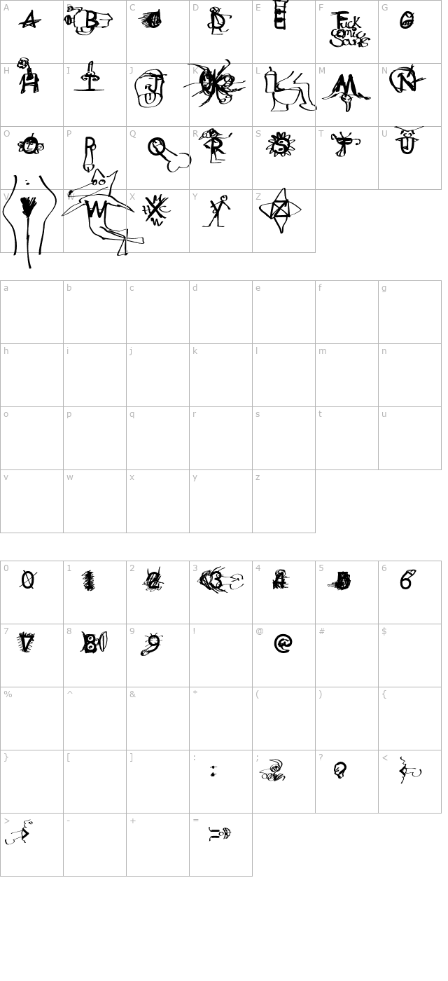 FuckSans Joder character map