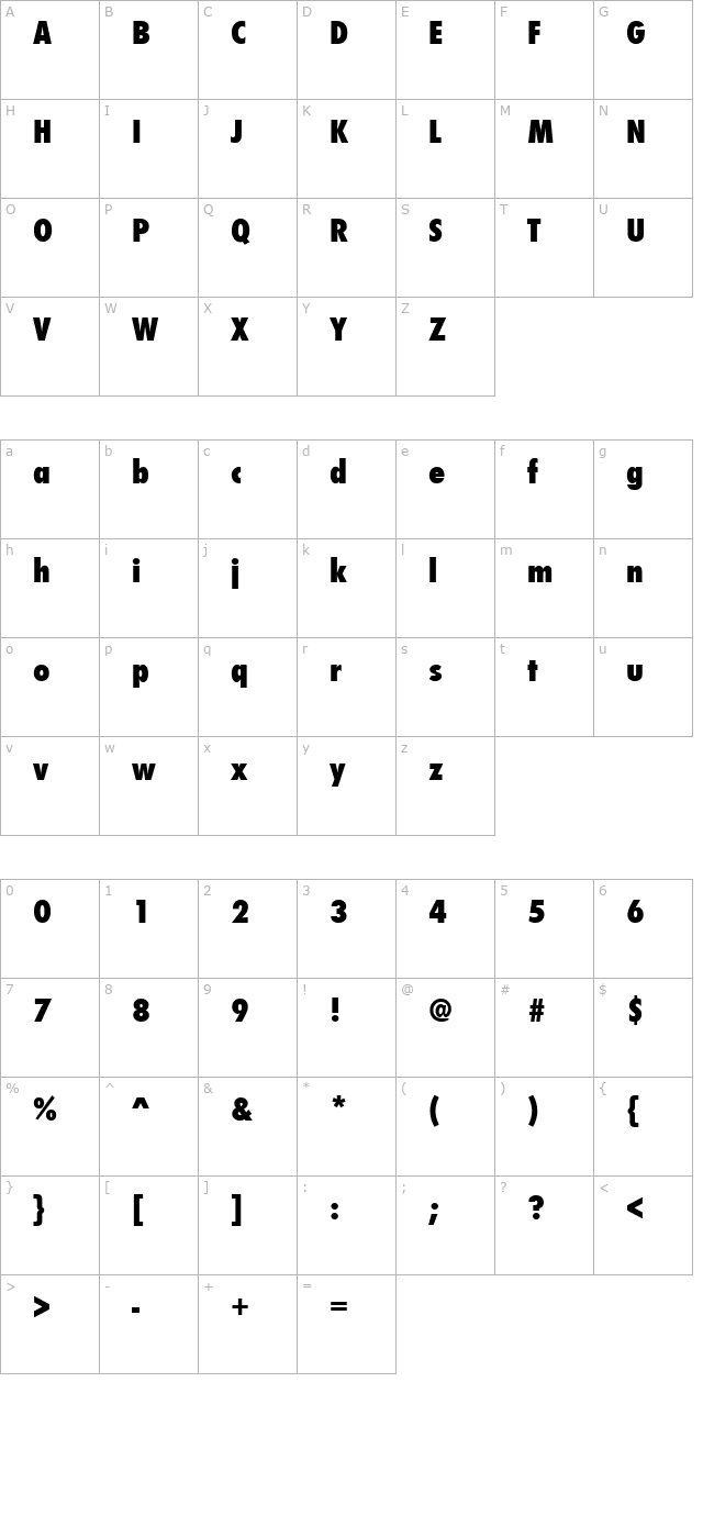 FunctionCondLH Bold character map