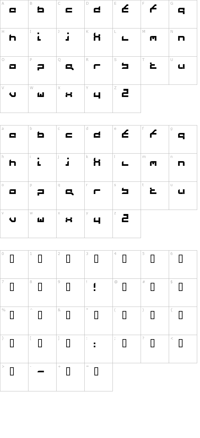 future-flash character map