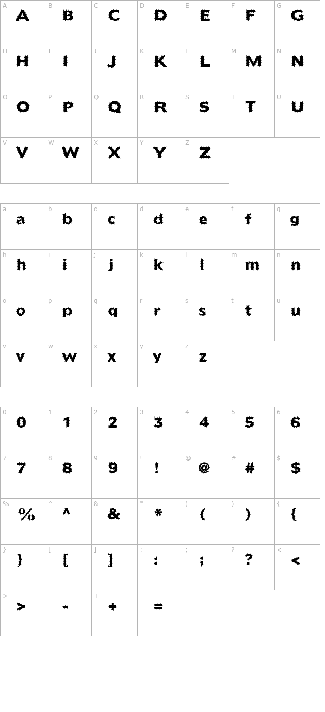 FZ BASIC 55 SPIKED character map