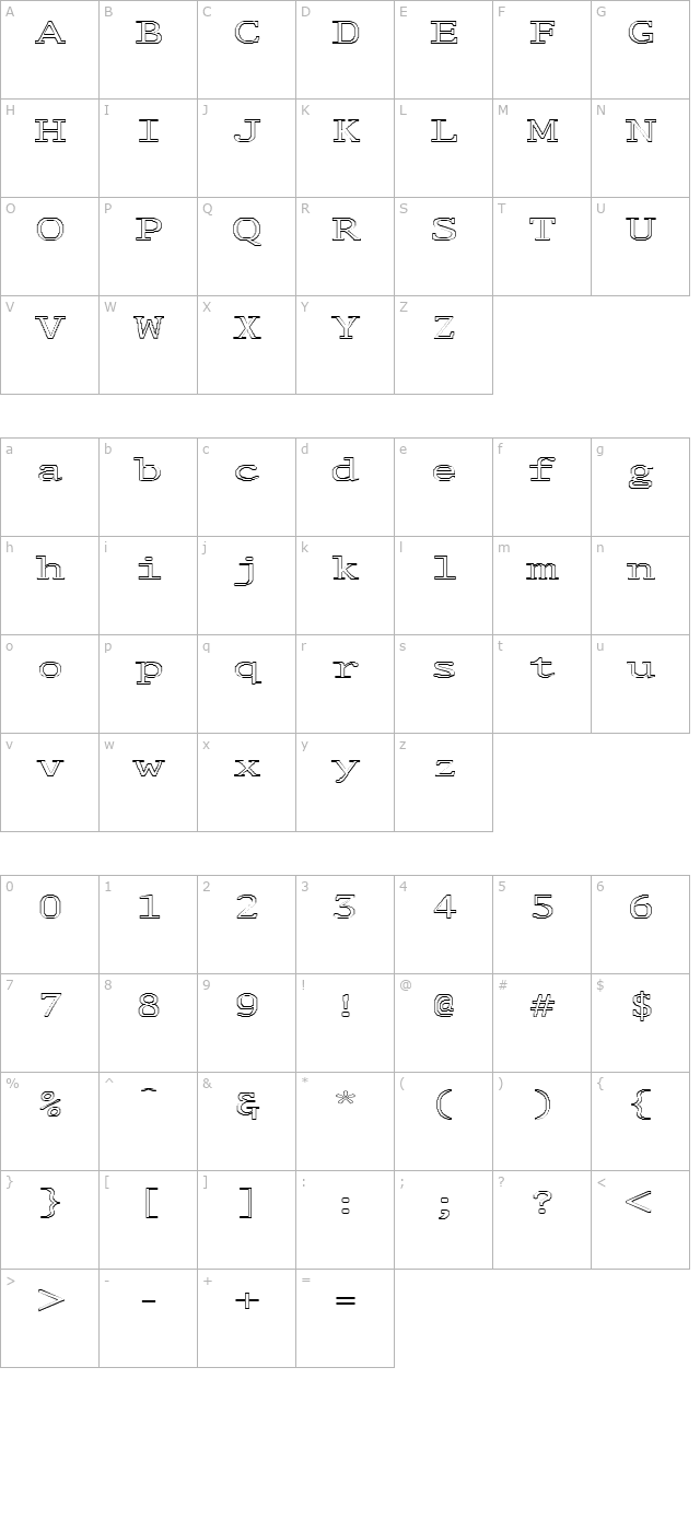 FZ DIGITAL 1 HOLLOW EX character map