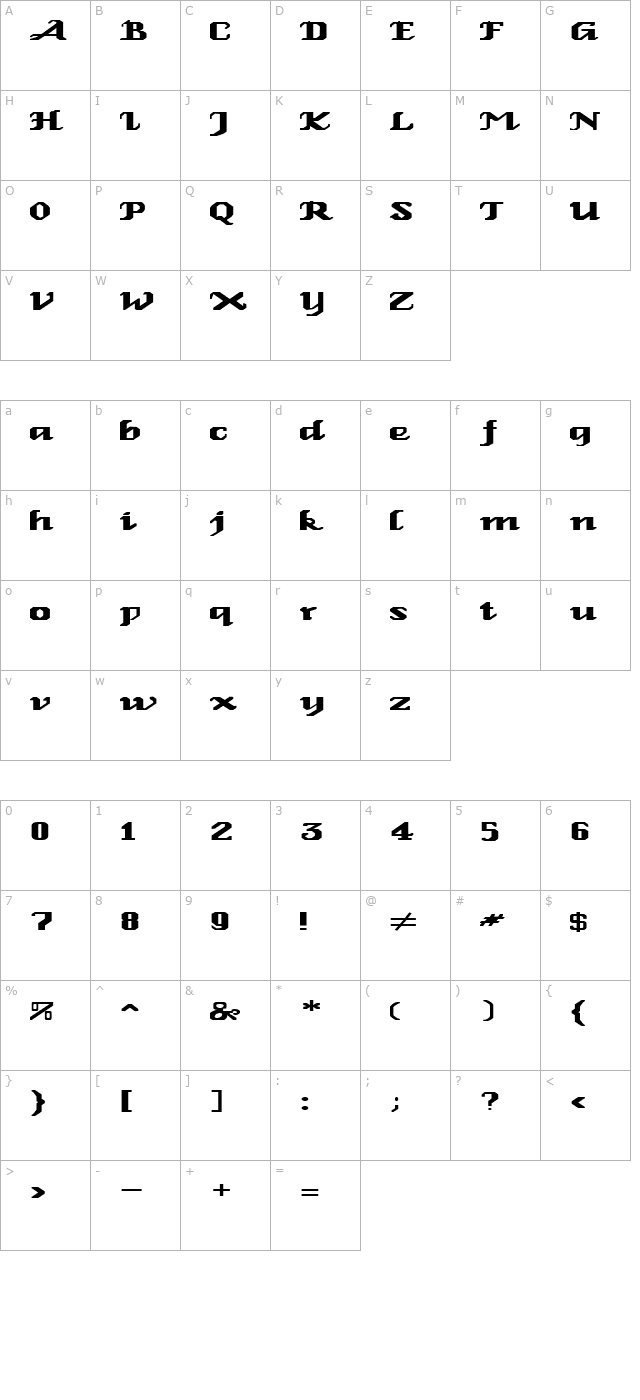 fz-gothic-2-ex character map