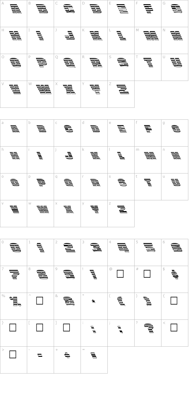 FZ UNIQUE 45 LEFTY character map