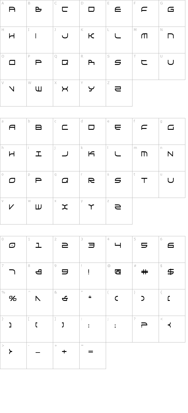 galga-bold-condensed character map