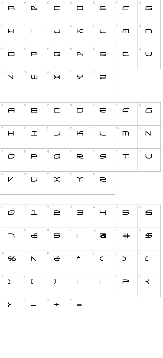 Galga Bold character map