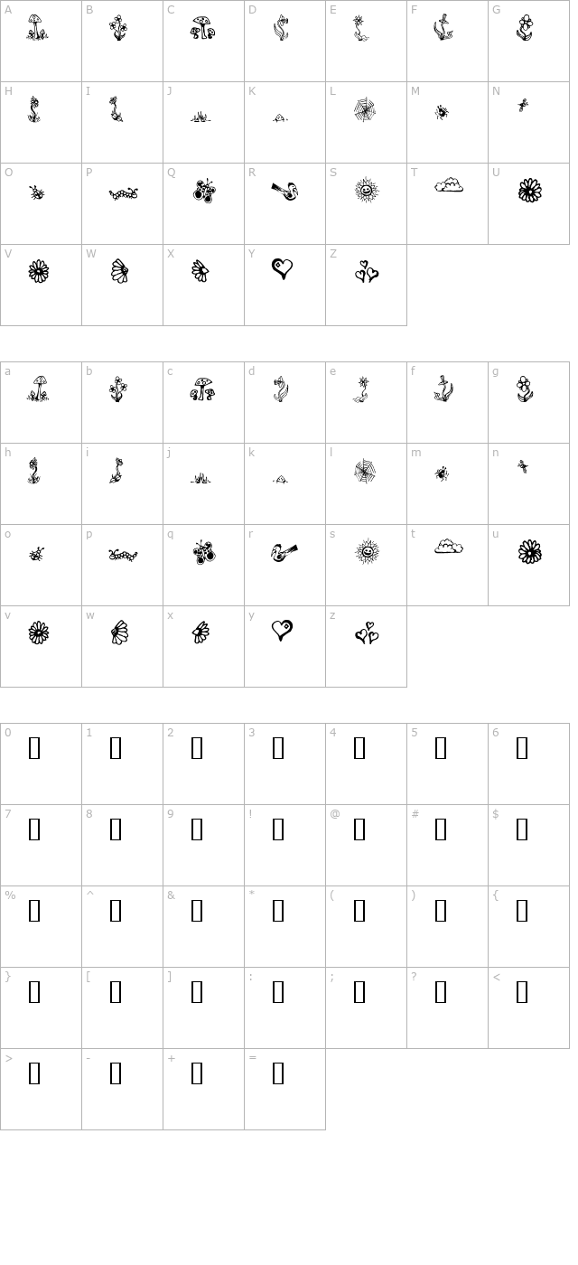 garden-dingbats character map