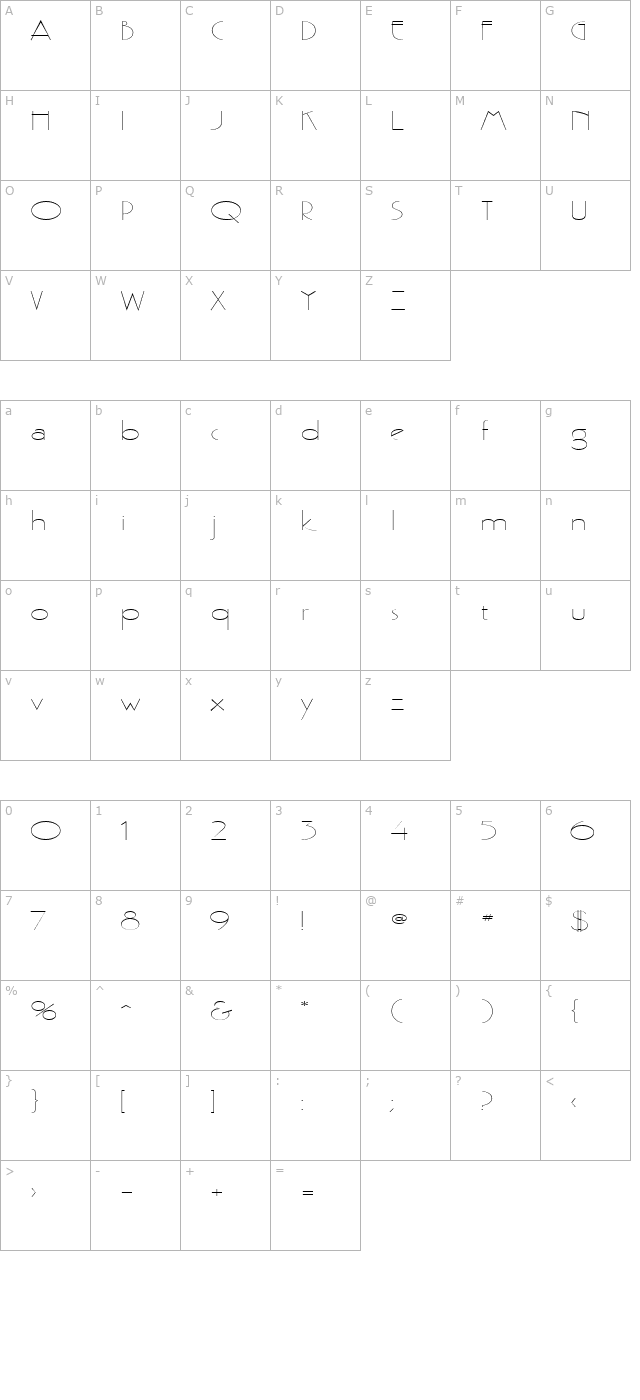 Gaston Extended Normal character map