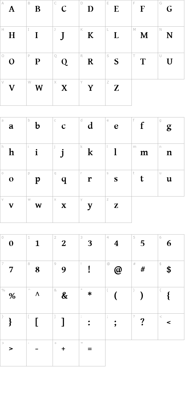 gentium-basic-bold character map