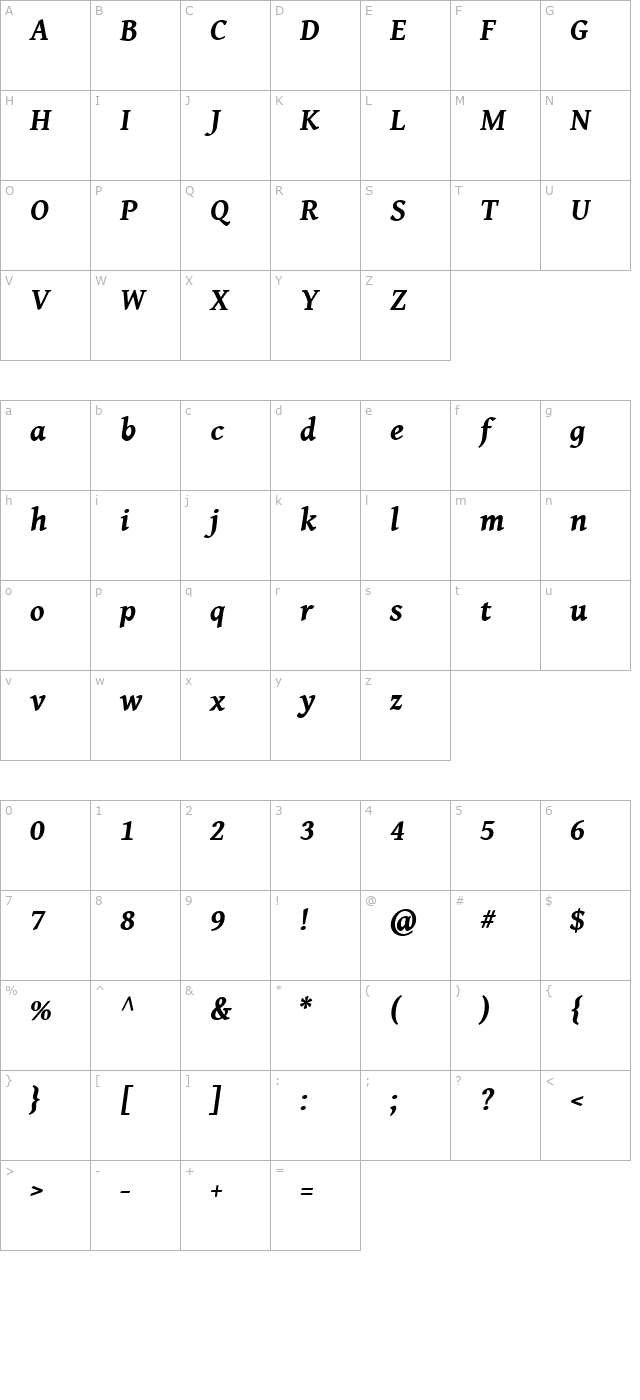 Gentium Book Basic Bold Italic character map