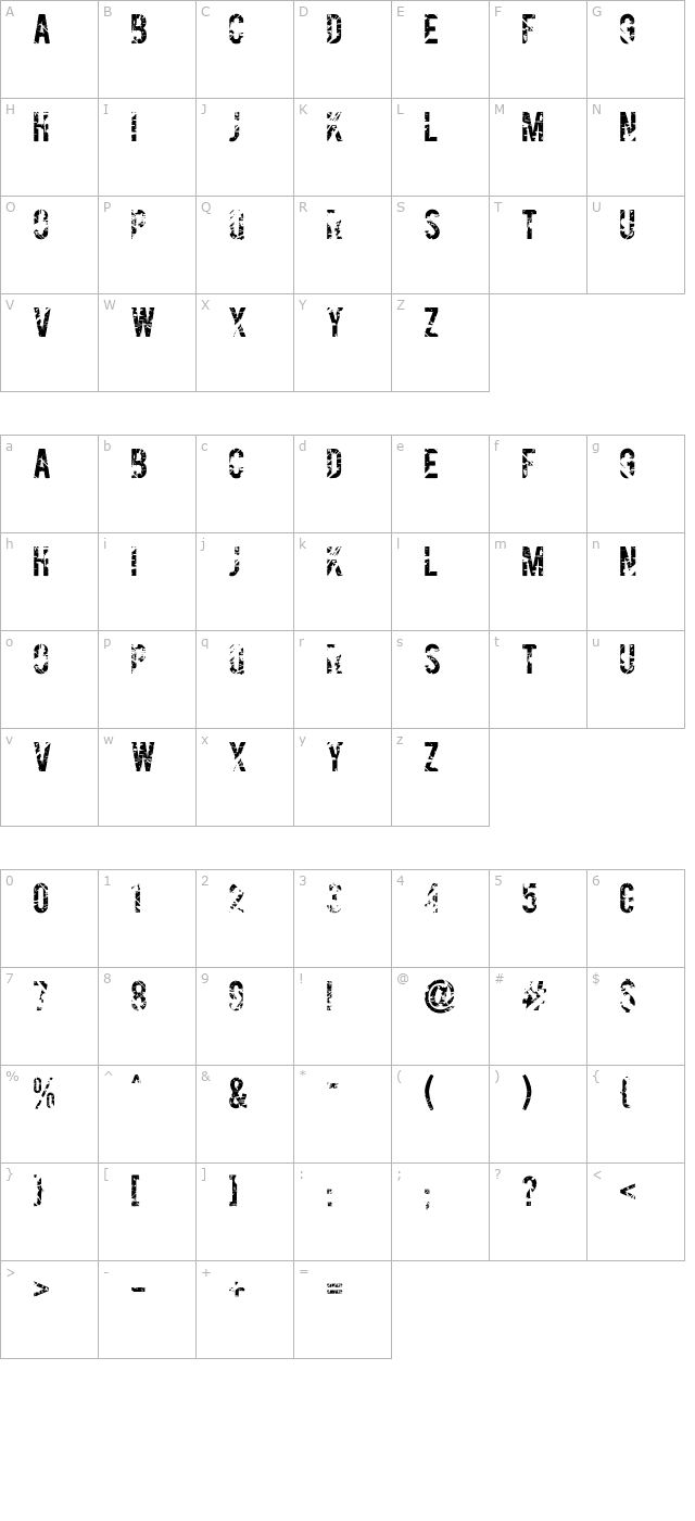 gesso character map