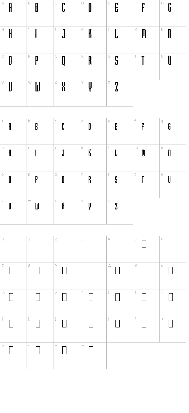 gf-hubert-caps character map