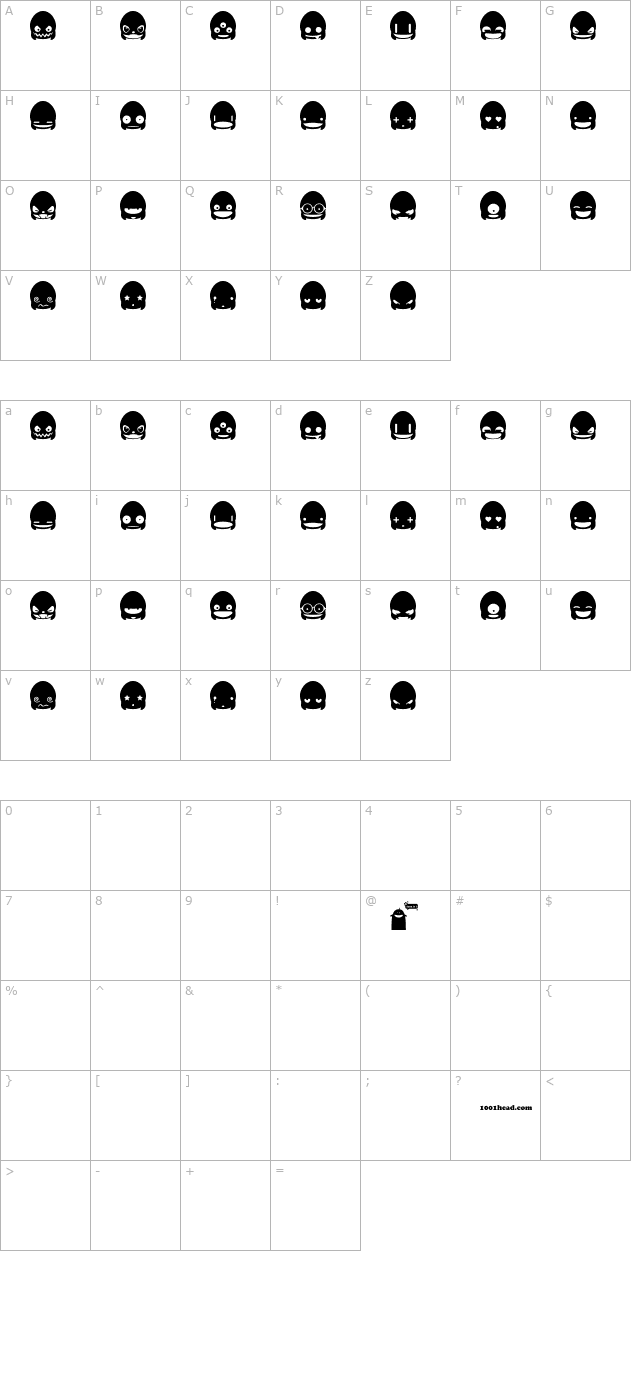 ghost-smileys character map