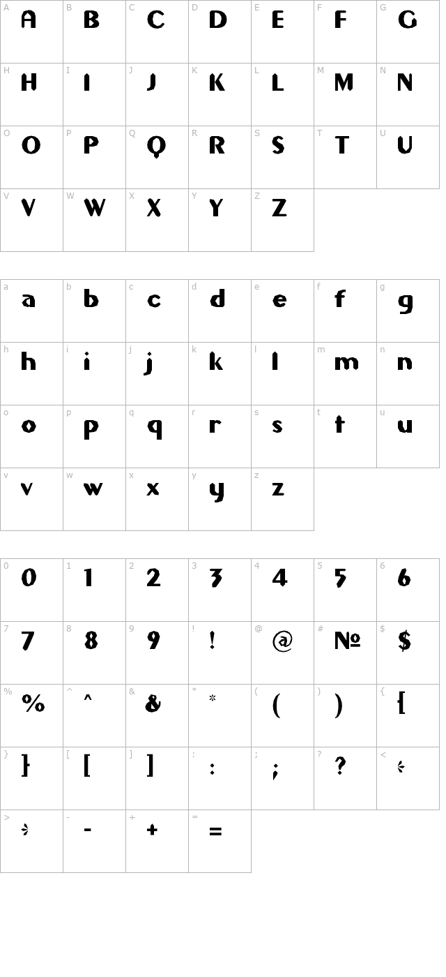 gilgongo-sledge character map