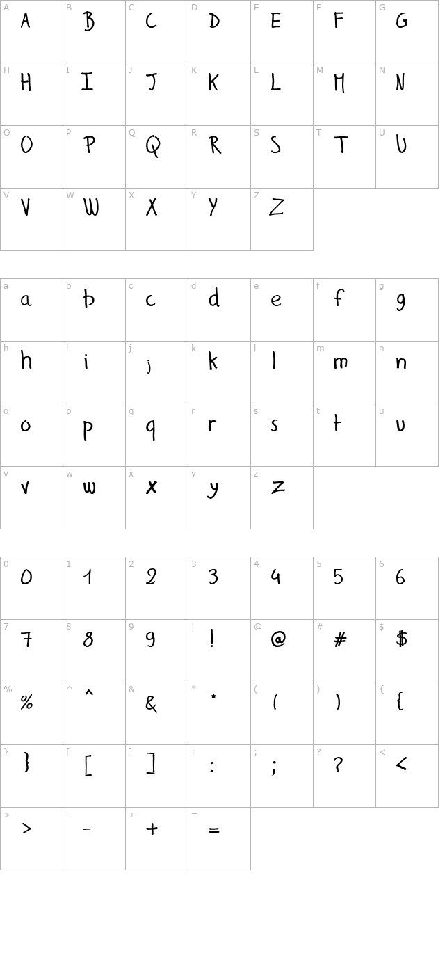 gilles-comic-handwriting character map