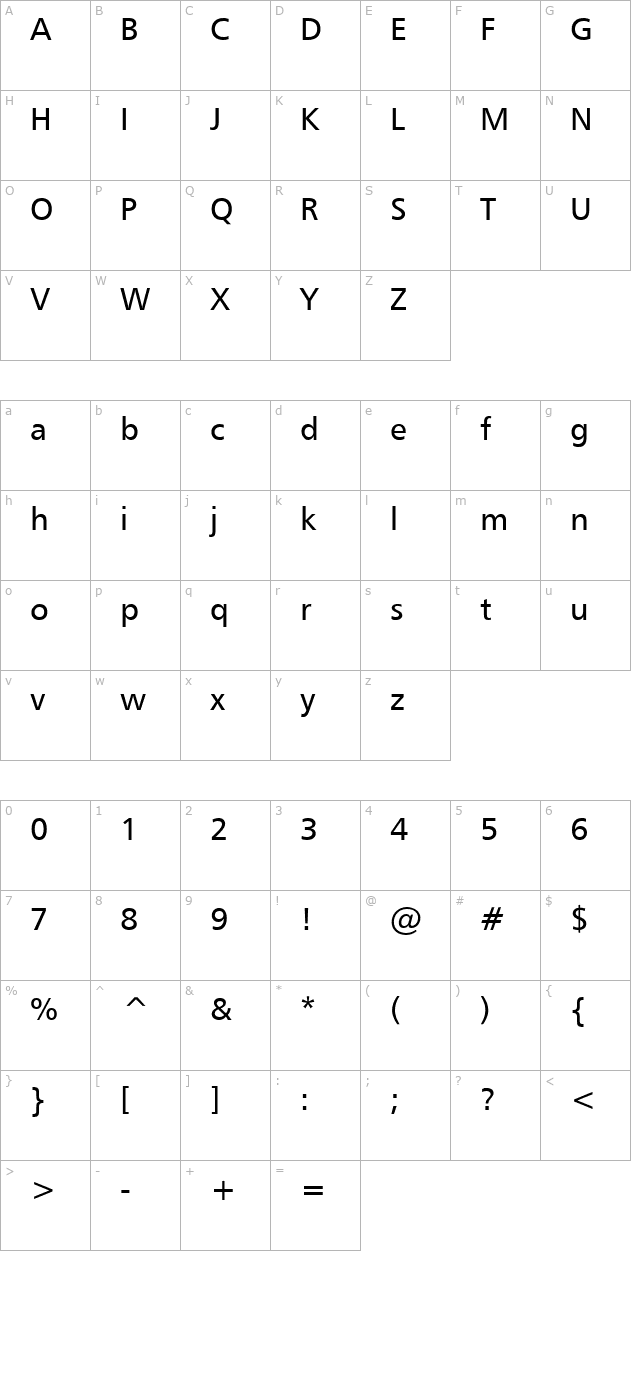 Gilliam 2 Bold character map