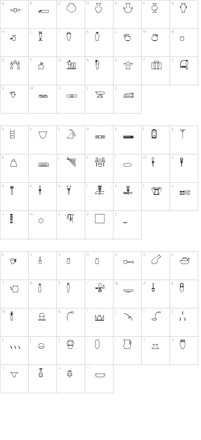 GlyphExtLibR-Bold character map