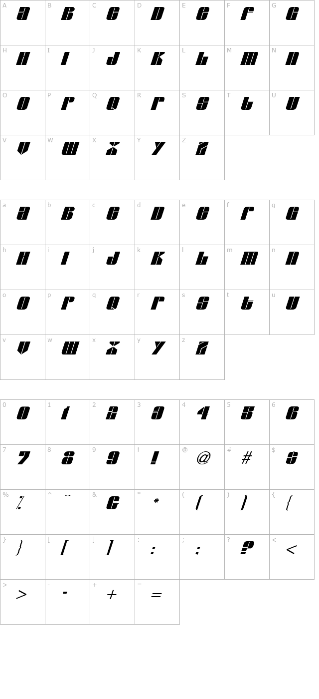 glypic character map