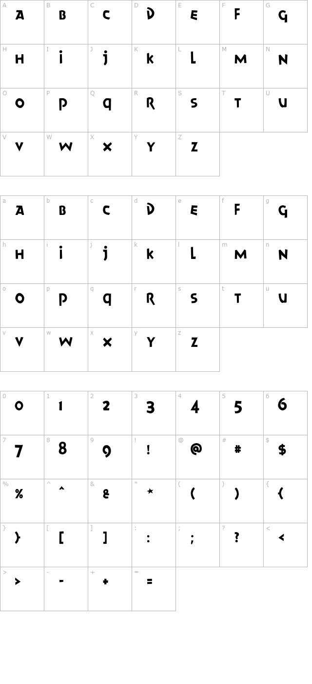 goliath-otf character map