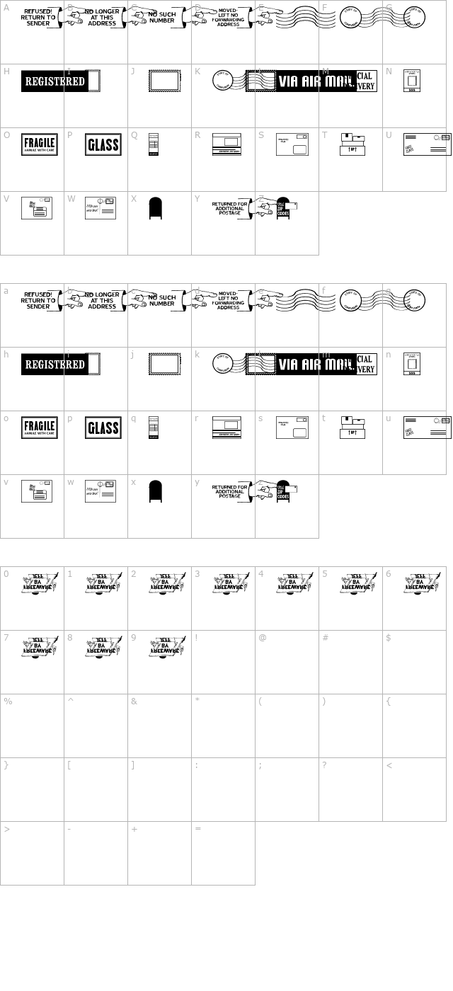 gone-postal-jl character map