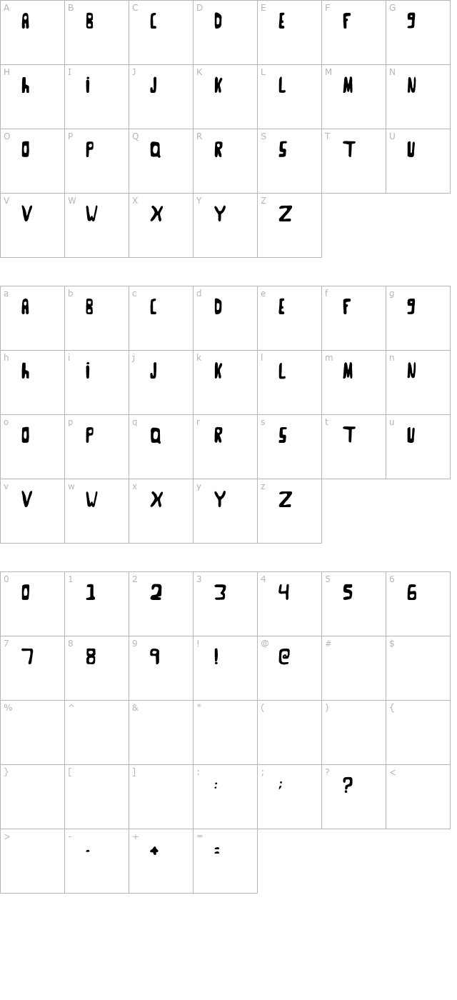 Goose Neck character map