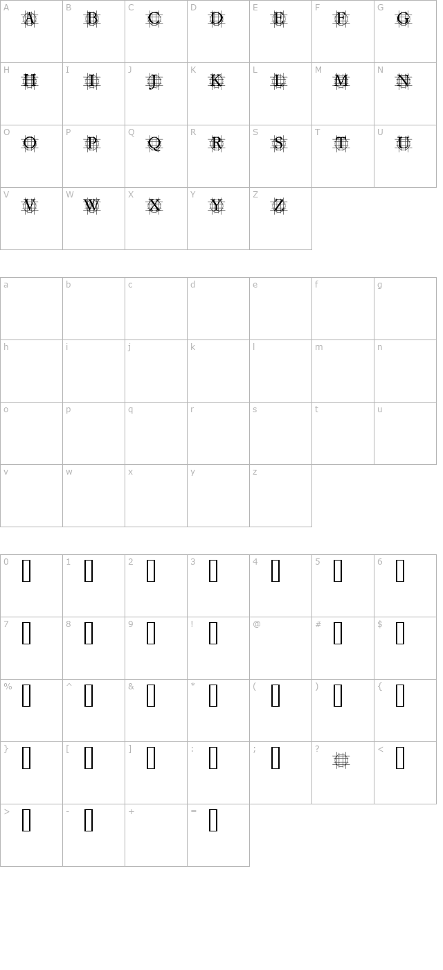 grafbold-bold character map