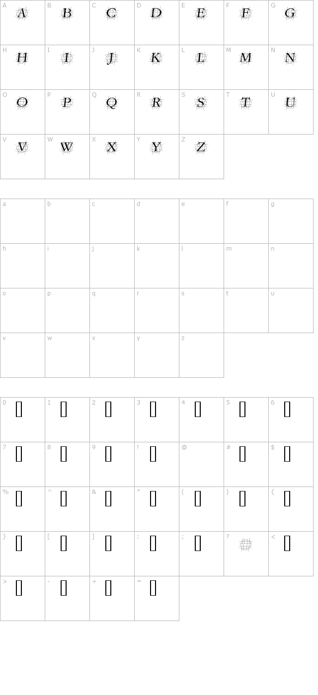 GrafOblique Italic character map