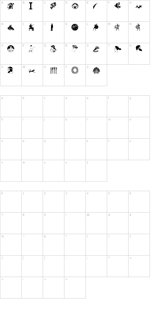 greek-1 character map