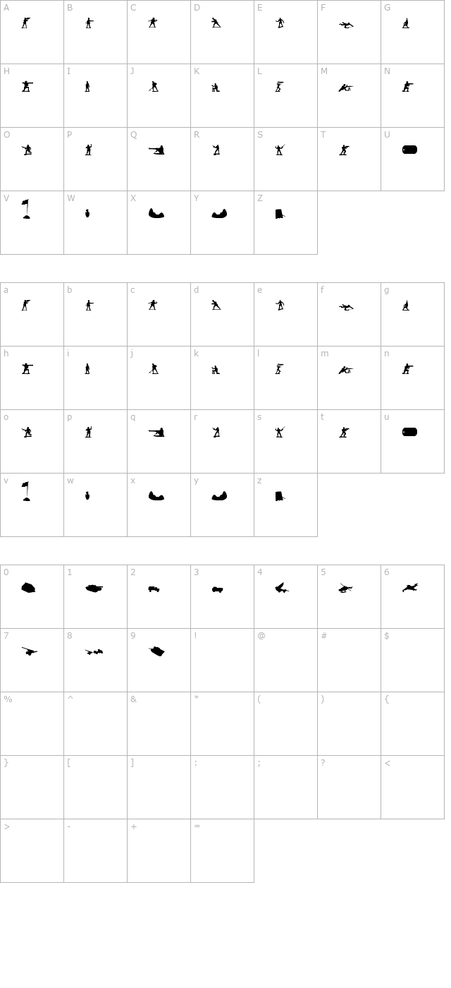 Green Army Men character map