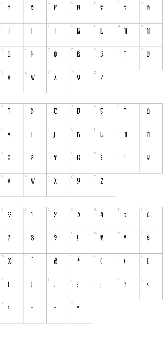 greyhound-otf character map