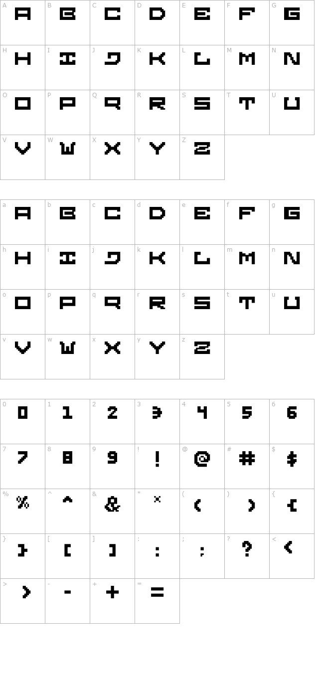 Gridilatia character map